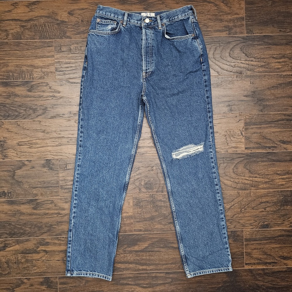Free People We The Free‎ Distressed Button-Fly Boyfriend Jeans Sz 31 Medium Wash